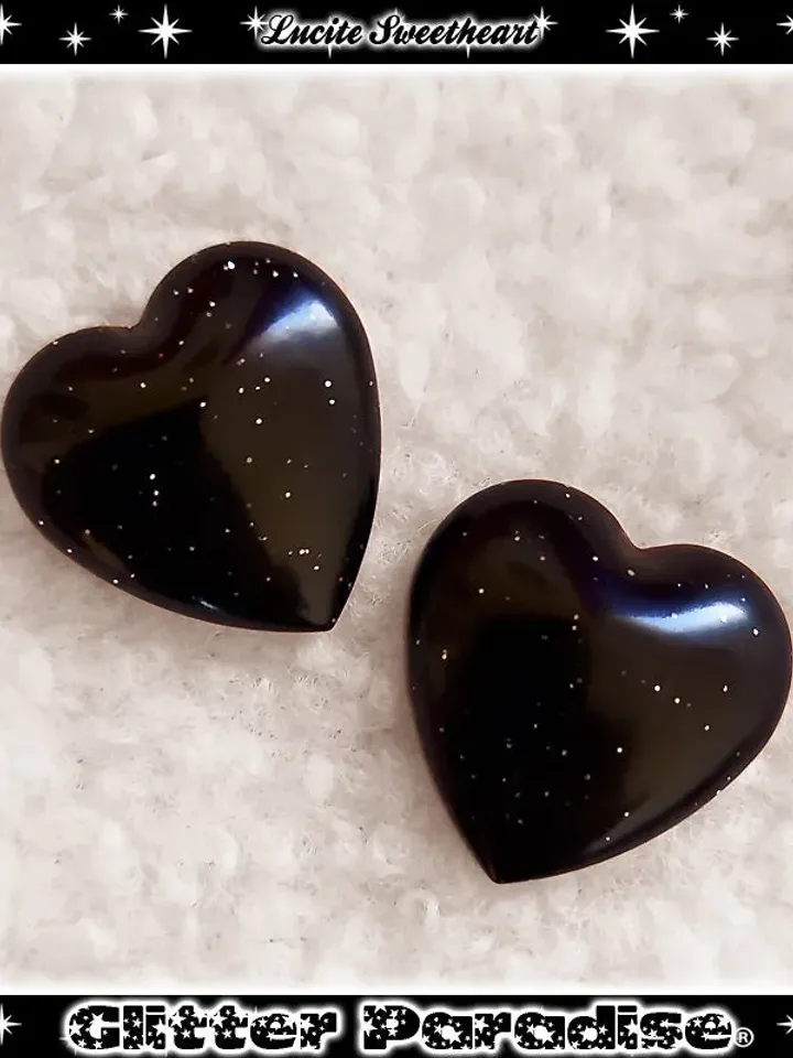 Confetti Lucite Heart - Boucles d'Oreilles - Amoureuse - Bijoux d'amour - Mid-Century Modern - Idée Cadeau St Valentin - Glitter Paradise®