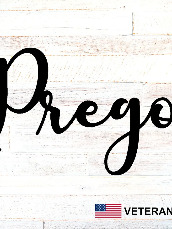 Prego Metal Sign, Metal Word Sign, Prego Thank You sign, Italian Restaurant Sign, Italian Kitchen Decor, Prego word sign