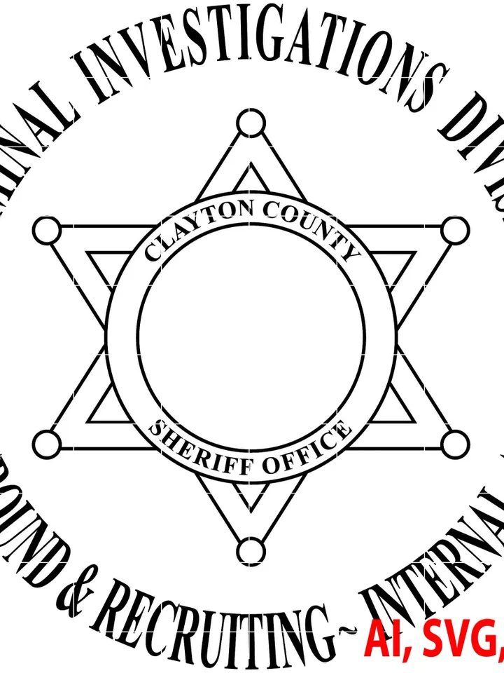 Sheriff Badge, Criminal Investigations Division, Clayton County Sheriff Badge, Logo, Seal, Custom, Ai, Vector, SVG, DXF, PNG, Digital