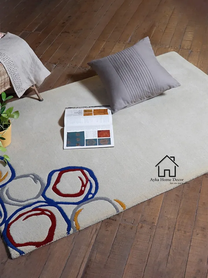 Scandinavian bohemian Handmade designer rug custom carpet contemporary abstract premium luxury hand tufted mid century modern rural India