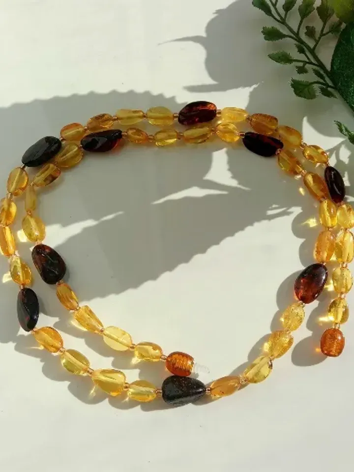 Adult Amber Necklace Multicolor Real Amber Healing Gem stone Jewelry Bead Necklace women Yellow Cognac Baltic Amber