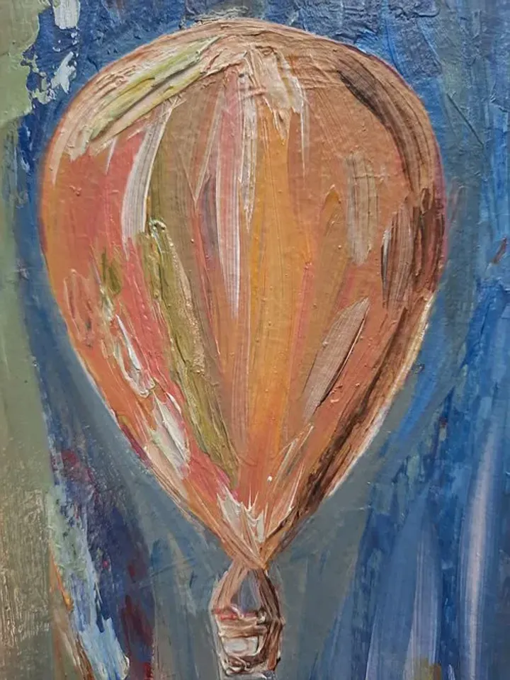 Hot air balloon oil painting Hot air balloon wall art Small painting