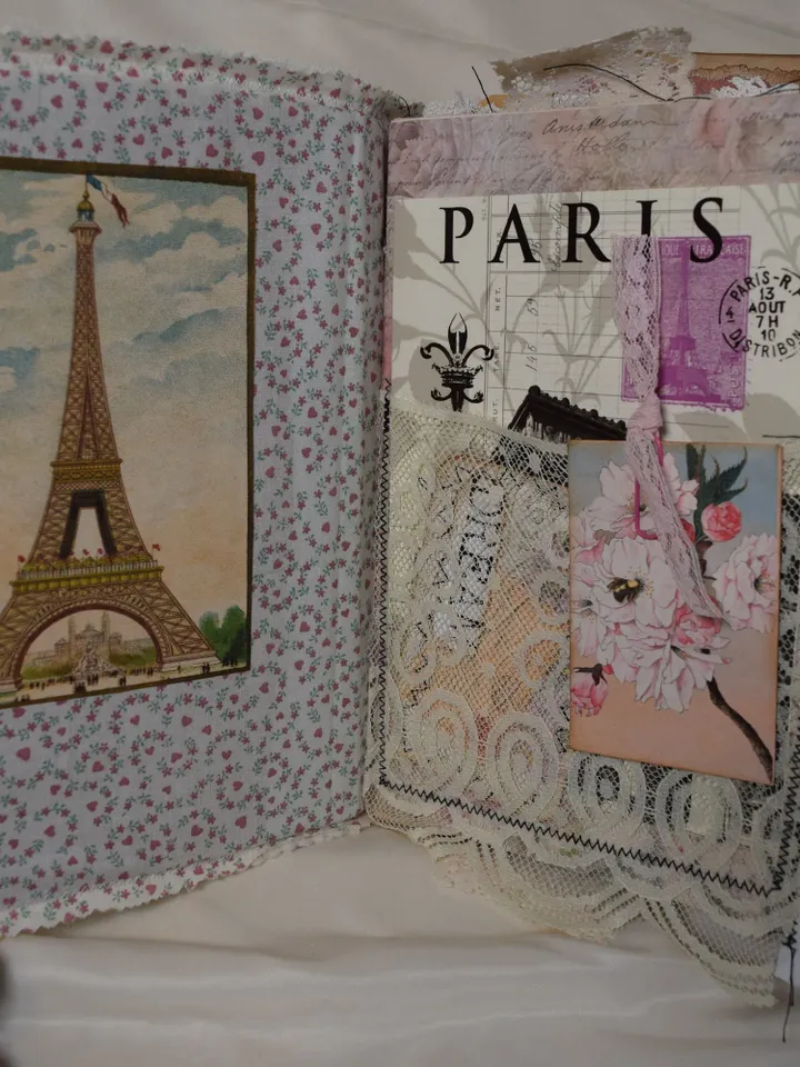 Paris in Pinks Junk Journal/Feminine Journal /Handmade Journal/Recycled Personal Journal
