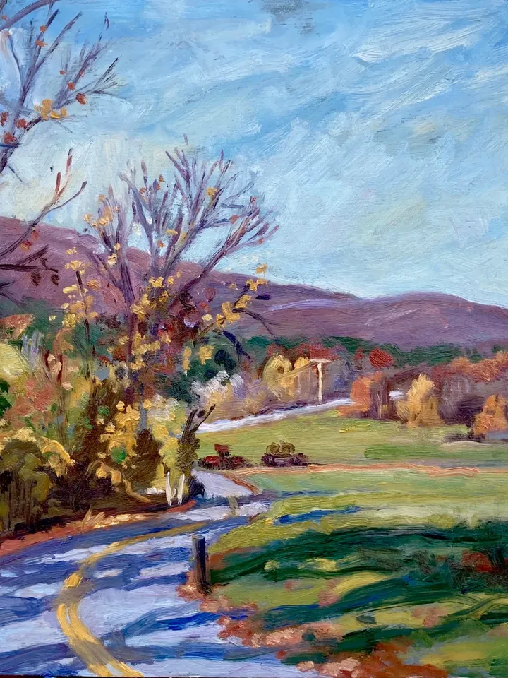 Autumn Landscape Painting - October in the Berkshires - 12x16 Oil on Panel, American Plein Air Impressionist Fine Art, Signed Original