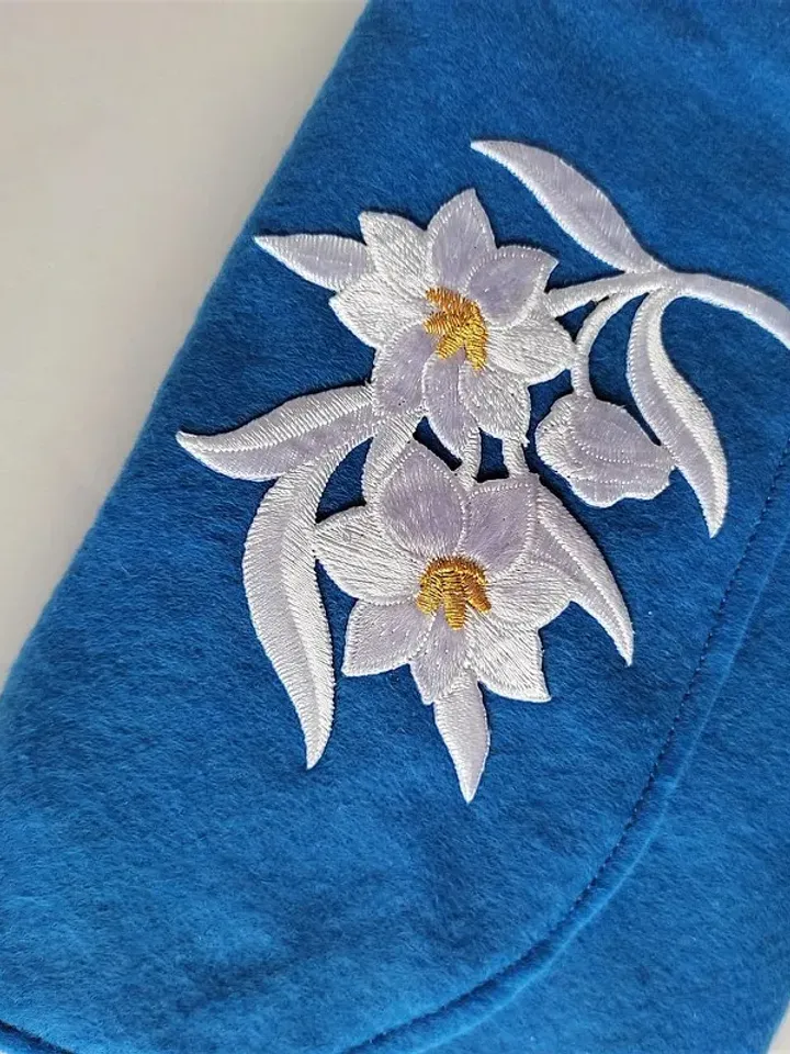 手拿包 Felt clutch blue cosmetic bag small bag flower handbag