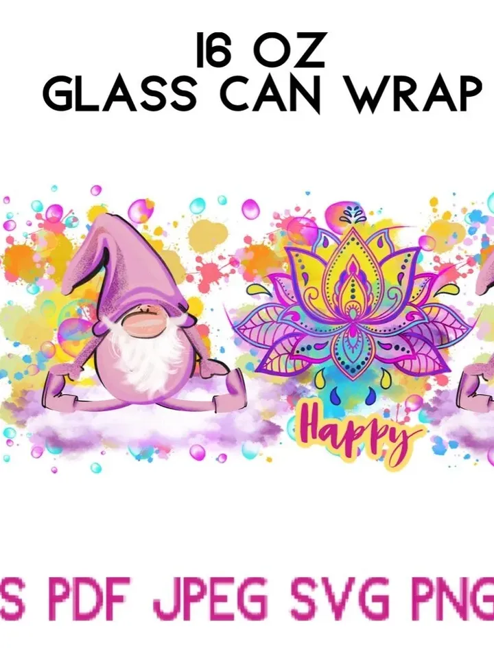 7 Designs Gnome's Big Bundle 16 oz Libby Glass Can WrapTumbler designs patterns all tumbler bundle in the shop 2023 design sublimation