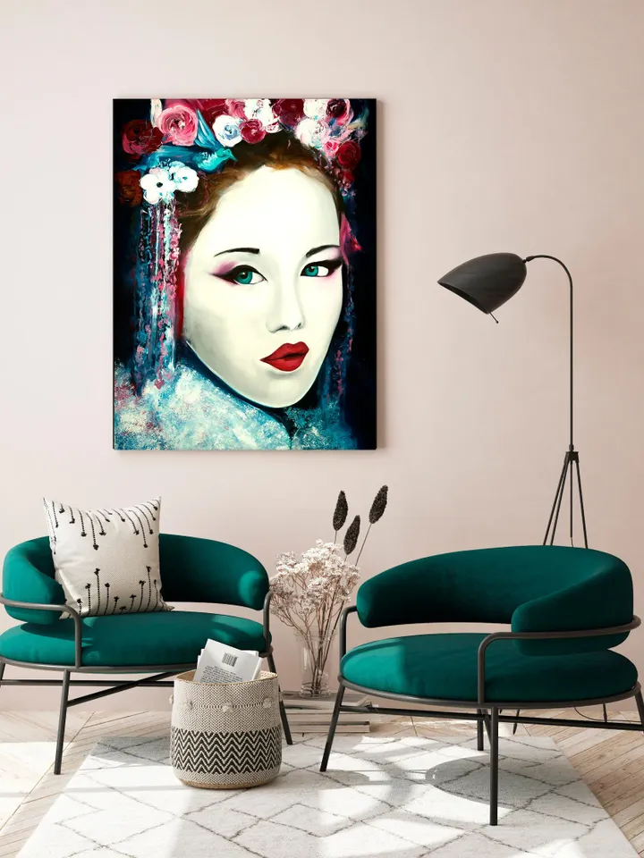Geisha Painting, Female Face Art, Figurative Painting, Figurative Portrait Painting, Beauty Japanese Woman Painting, Japanese Artwork