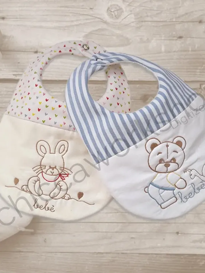 ITH Bavaglino Bicolore Teddy - Ricamo a macchina con tutorial