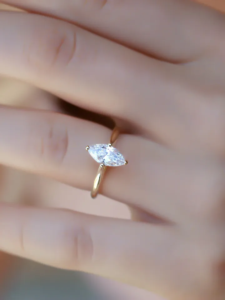 MARQUISE GOLD RING | Marquise Solitaire Engagement 1.0 Carat Ring |Women Gold Wedding Rings | Classic Solitaire Marquise Ring