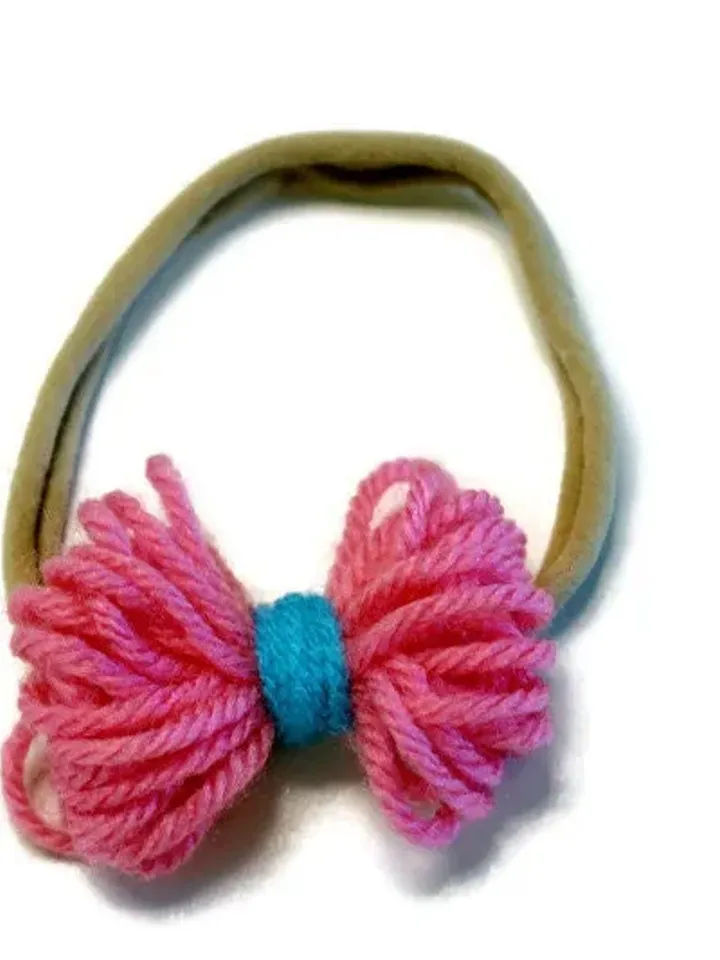 Spring Themed Hair Bow Set, Pink and Blue Outfit Accessories, Baby Blue Photoshoot Props, Baby Girl Gifts, Newborn Baby Nylon Band Headbands