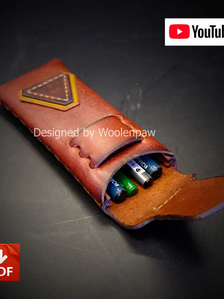 Leather glasses case / pen case - leather pattern. NS7