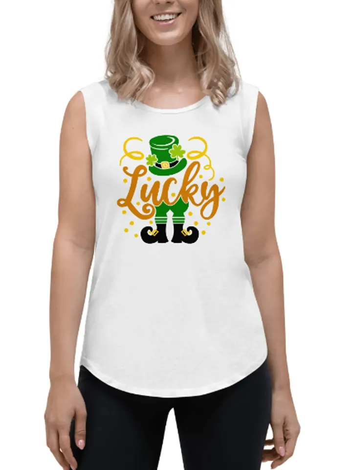 St Patricks Day Lucky Green Shamrock Lucky with Leprechaun Hat digital design Cricut svg dxf eps png ipg pdf, cut file