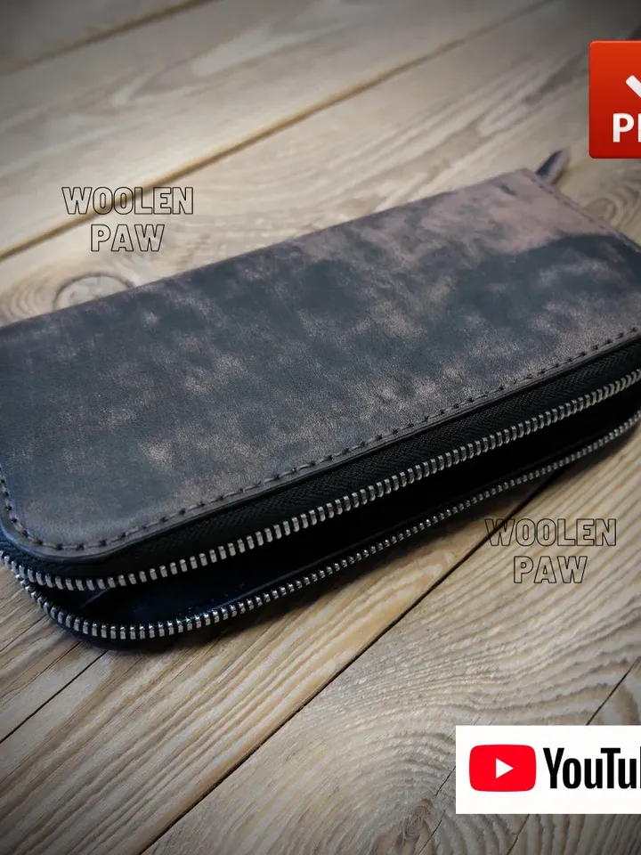 Leather pattern download - Zipper wallet. ZW1