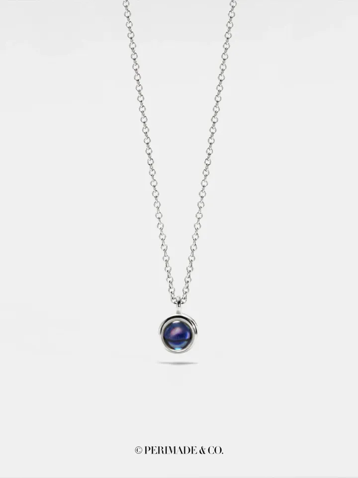 PERIMADE Silver Bubble Projection Necklace • Customized Memorial Photo Pendant • Personalized Picture Inside Jewelry • Trendy Friend Gift