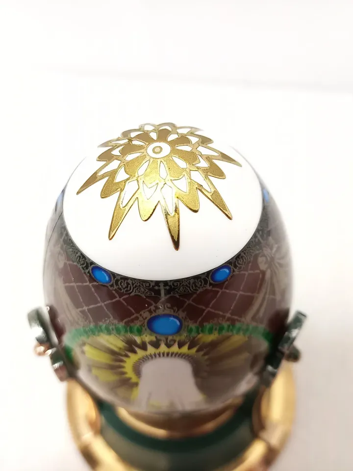 Decorative Easter egg with the image of Jesus Christ and Cyrillic letters ХВ Ukrainian souvenir