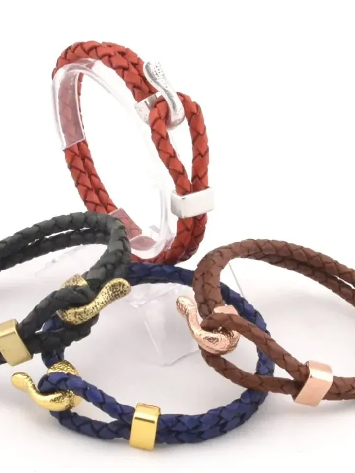 Casual Braided Leather Bracelet Mens Bronze Jewelry, Fathers Day Gift for Him Dad Boyfriend Husband Groom, Minimal Unique Dainty Everyday
