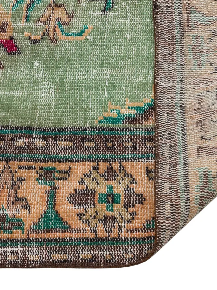 Green Turkish Rug, Vintage Green Rug, Handmade Turkish Carpet, 5,3x8,6 ft ,