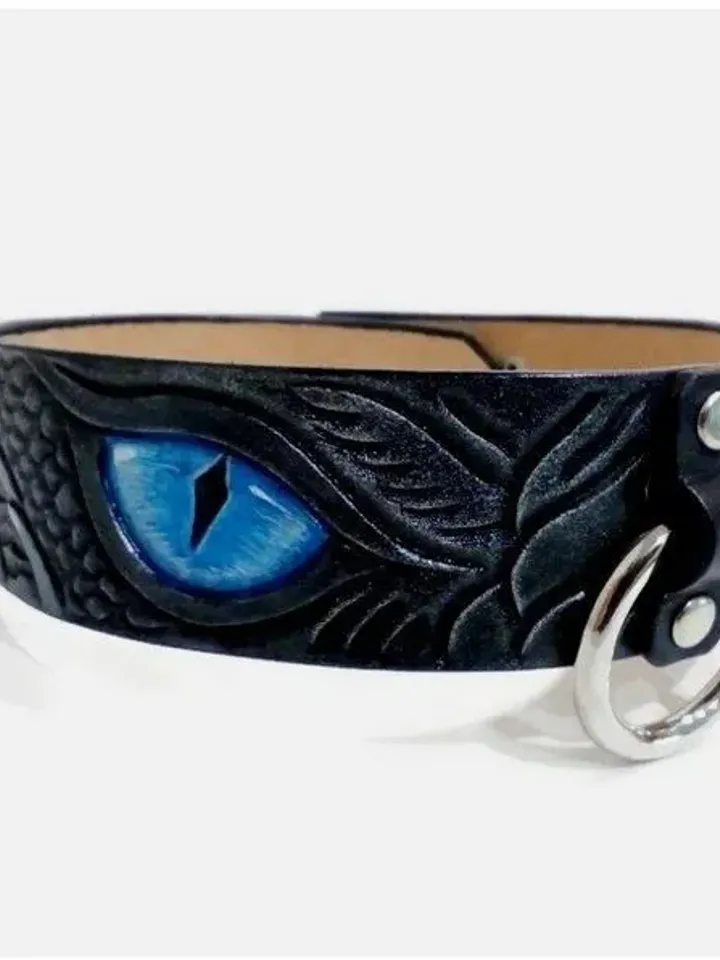 Dragon leather slave collar for women Submissive bondage bdsm collar