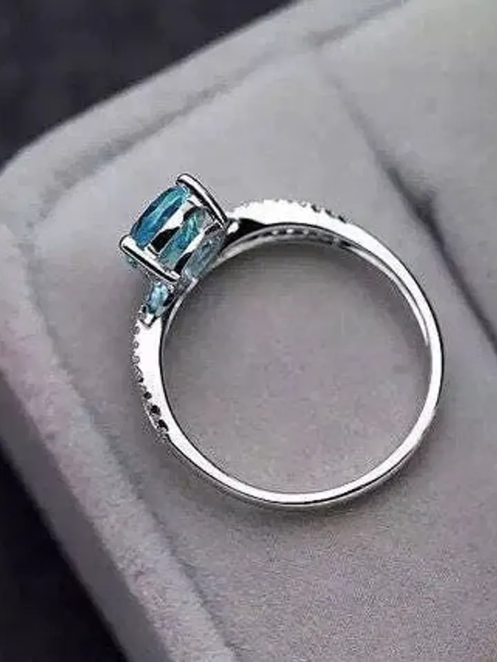 Aquamarine Ring - Pear Shape 6x9mm Aquamarine Ring in Solid 14K White Gold, Ring for Pear Cut