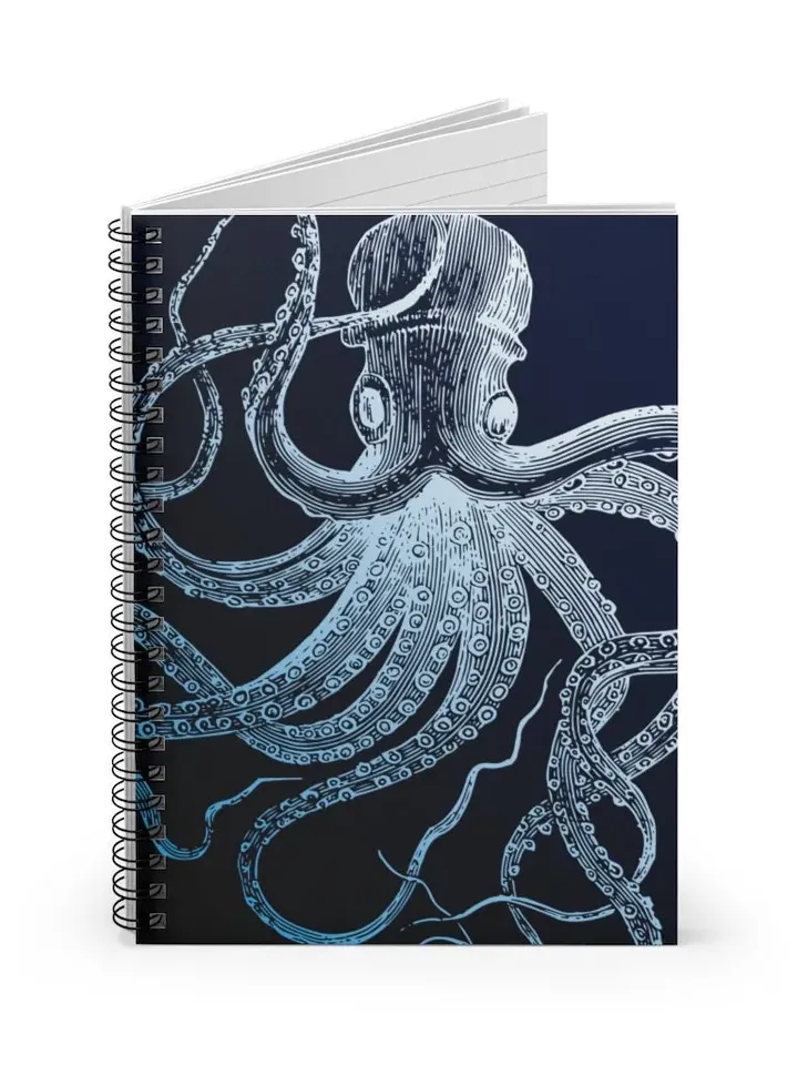 White Squid 6X8" Spiral Notebook | Octopus Ruled Line Notebook, White Giant Squid, Sea Creature Lover's Gift