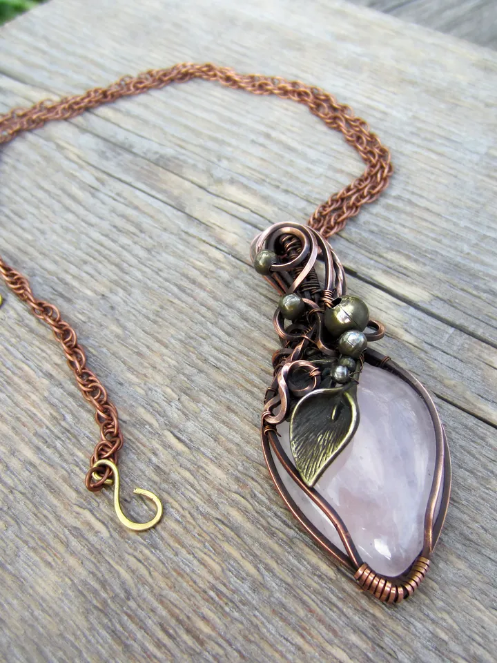 Handmade Necklace with Rose quartz, jewelry for a girls pink prom dress, nice gift for girlfriend