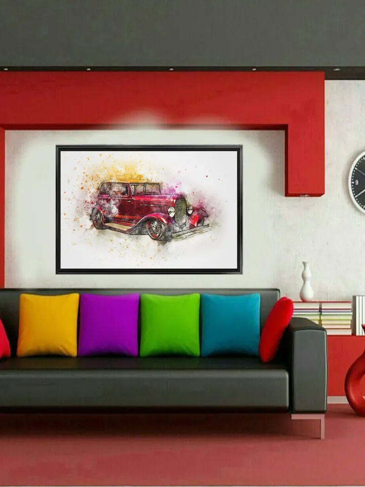 CLASSIC CAR Print on Canvas , Floating Frame Option, Modern Wall Art, Extra Large Canvas Wall Art