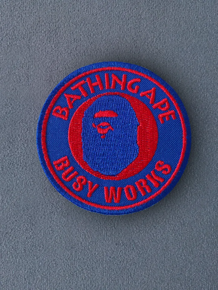 Bape Ape Head Sew on Patch Bathing ape patch Busy works Blue and red