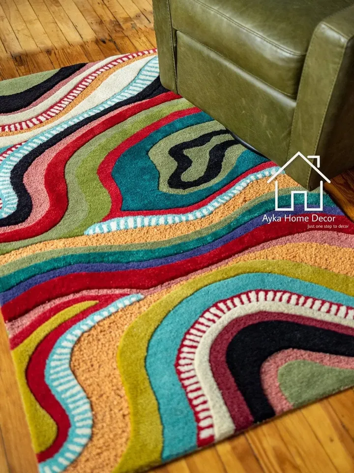 Ayka Handmade Multi Color Tufted 100% Fine wool Trending carpets and rugs for Living Room and for kids room /