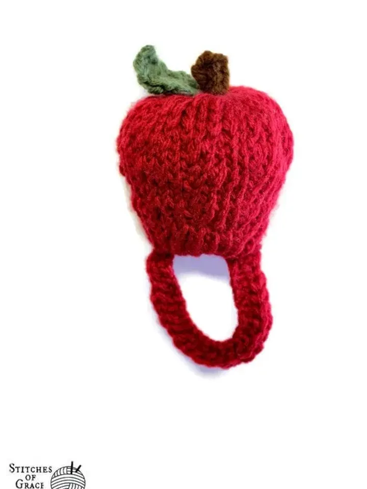 Knit Yarn Apple Toy Plushie, Play Food, Toy Kitchen Accessories, Fall Home Décor, Bowel Fillers, Crochet Food Items, Grocery Shopping Fruit