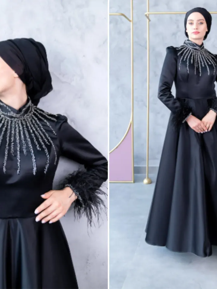 AHUNARE HIJAB - Wedding Dress, Muslim Evening Gown, Nikah, Islamic Wedding, Engagement, Bridesmaid,