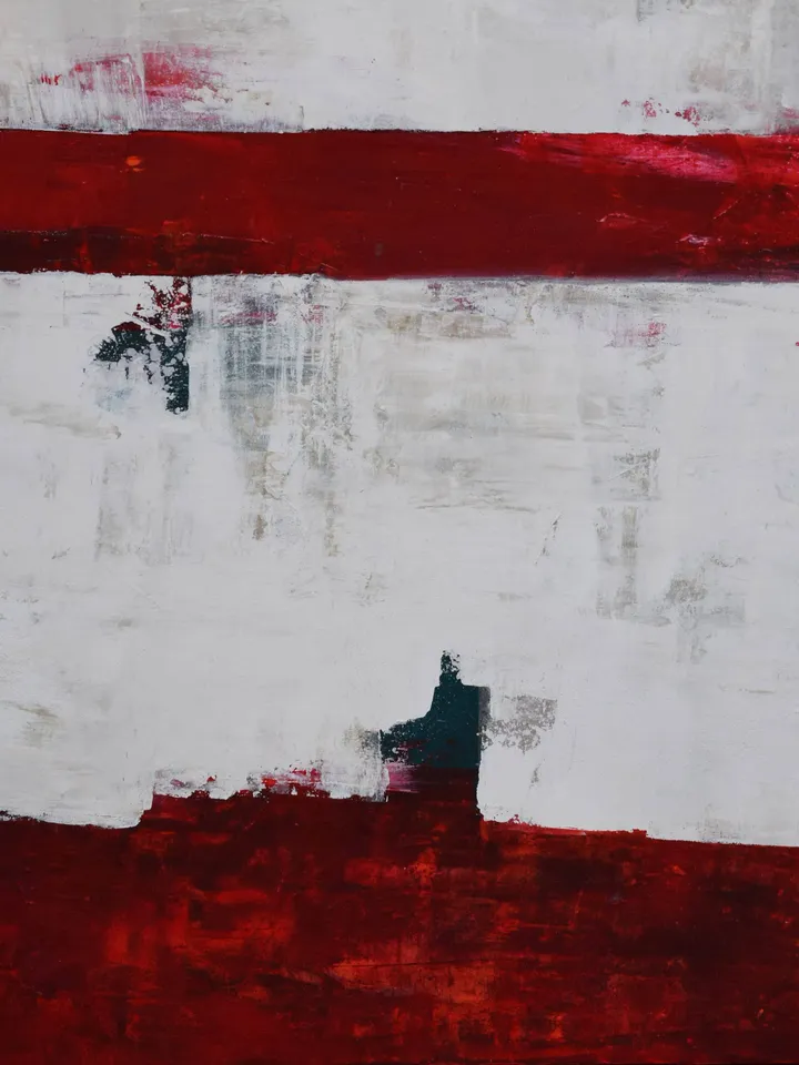 Red Abstract Painting on Canvas, Acrylic Painting on Canvas, Square Wall Art on 39x39 Inches, Minimal Line Abstract Art