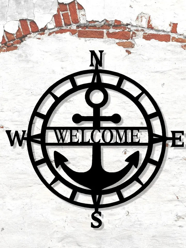 Anchor Compass Personalized Name Sign, Custom Anchor Compass Decor, Nautical Decor, Porch Decor, Beach Lake house Decor, Fathers day gift