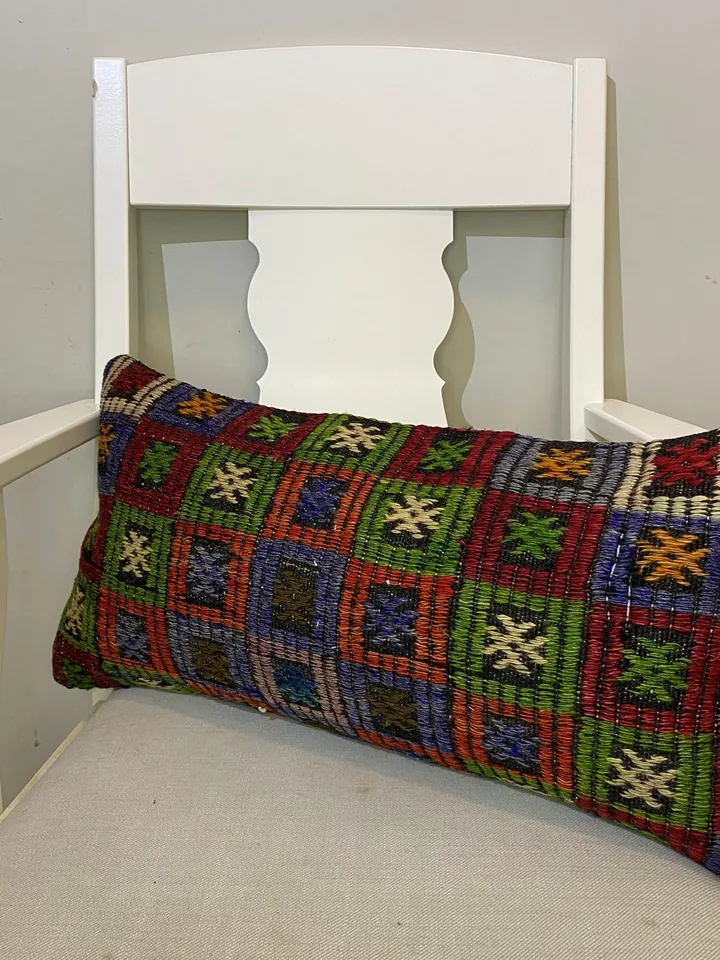 Turkish Tapestry Pillowcases - Ethnic Chic Cushion Covers for Farmhouse Style Home Decor, 60x30cm Geometric Design