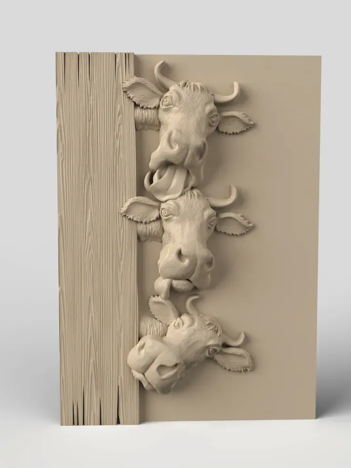 3D Model STL CNC Router file 3dprintable Cows Panel