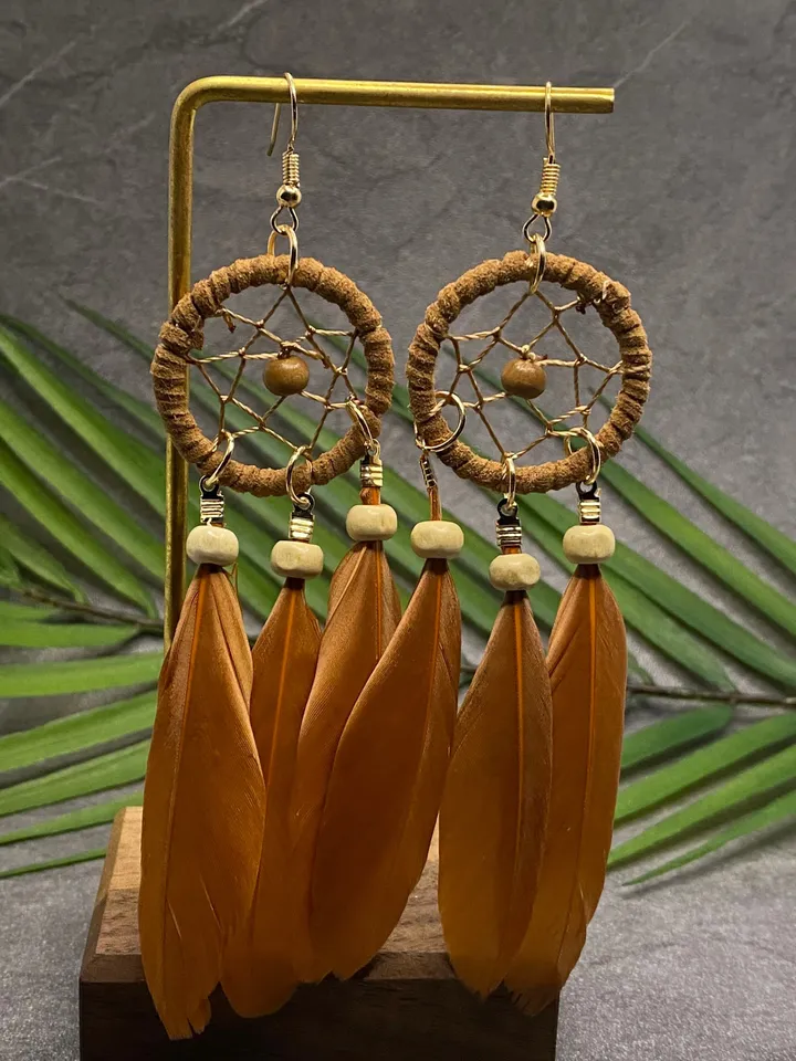 Brown Dreamcatcher Earrings, dream catcher earrings, dreamcatcher earrings, hippie earrings, dream catcher earring