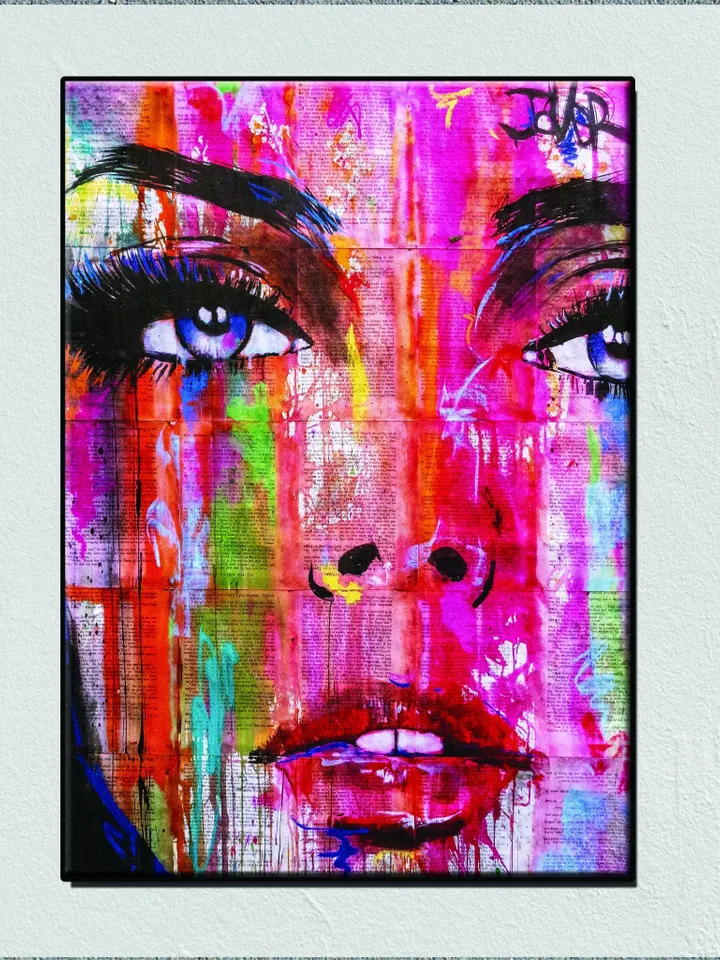 Banksy Woman Face Graffiti Art Print on Canvas , Floating Frame Option, Modern Wall Art, Extra Large Canvas Wall Art
