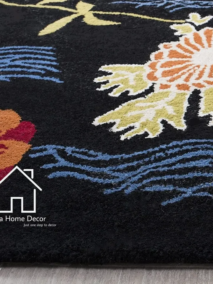 Ayka Flora HandMade Tufted 100% Fine wool Trending carpets and rugs for Living Room and for kids room / Flower Design Rug / Christmas Gift