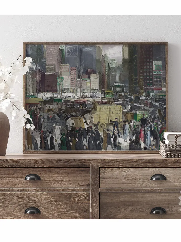 NYC Vintage Print, Cityscape Painting Printable Art, Conceptual Antique Wall Decor Downloadable, Digital | 39