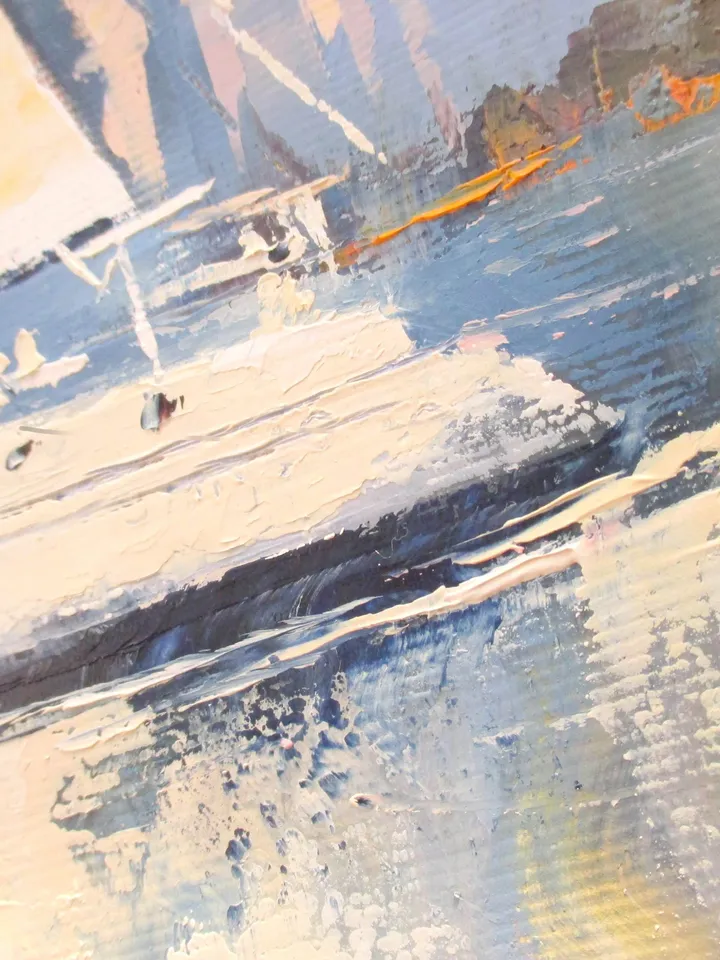 Chicago Painting ORIGINAL OIL PAINTING on Canvas, HAND PAINTED Lake Michigan Chicago Skyline Original Art by "Walperion"