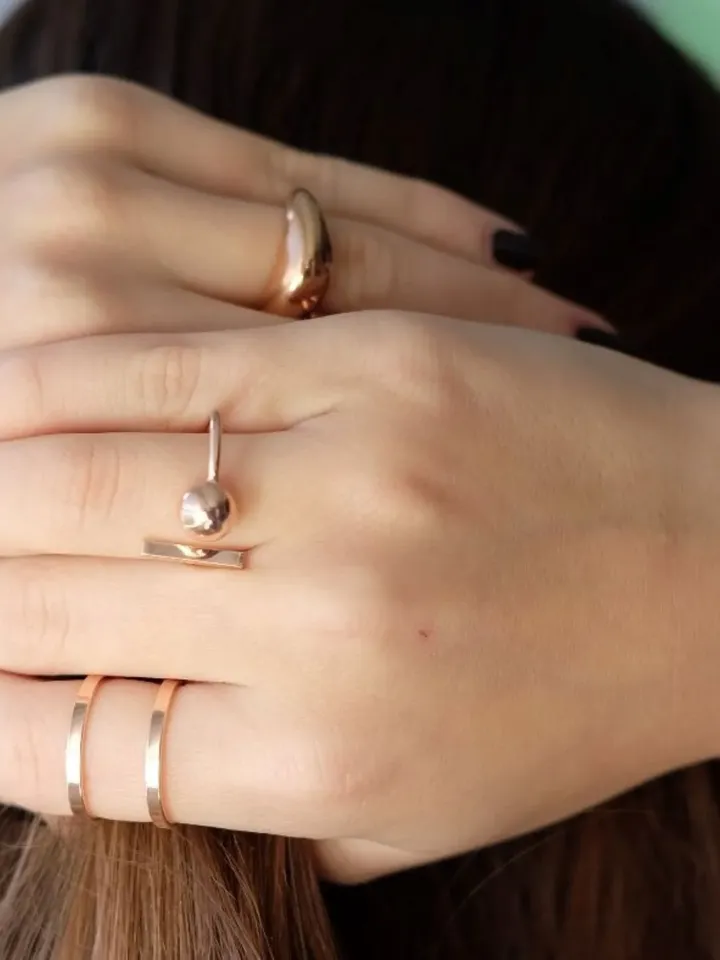 Minimalist Double Band Ring for Women, Rose Gold and Silver Knuckle Ring, Dainty Geometric Parallel Line Adjustable Open Ring, Gifts for Her
