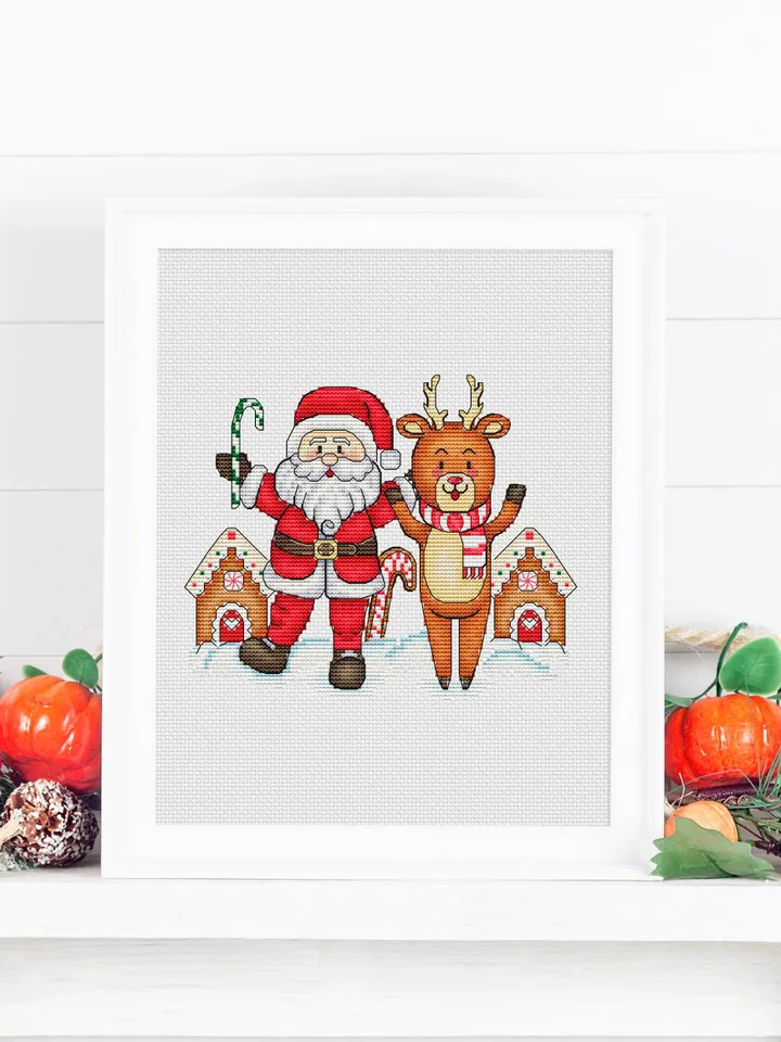 Winter Cross Stitch Pattern PDF, Winter Wonderland Cross Stitch, Santa Christmas Chart Instant Download