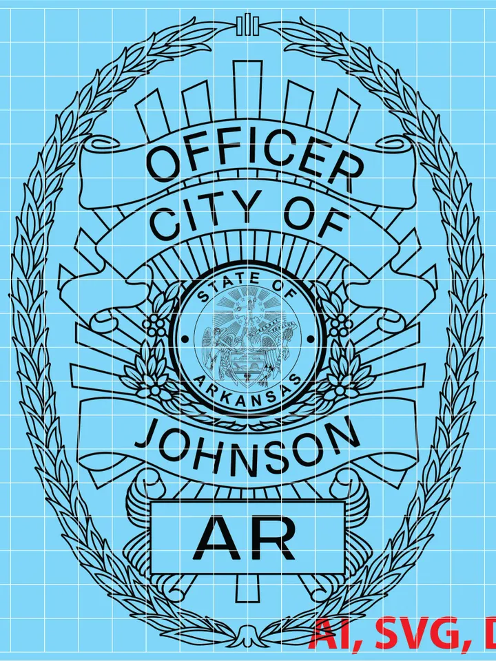 State of Arkansas Johnson Police Officer Logo, Seal, Badge, Custom, Ai, Vector, SVG, DXF, PNG,