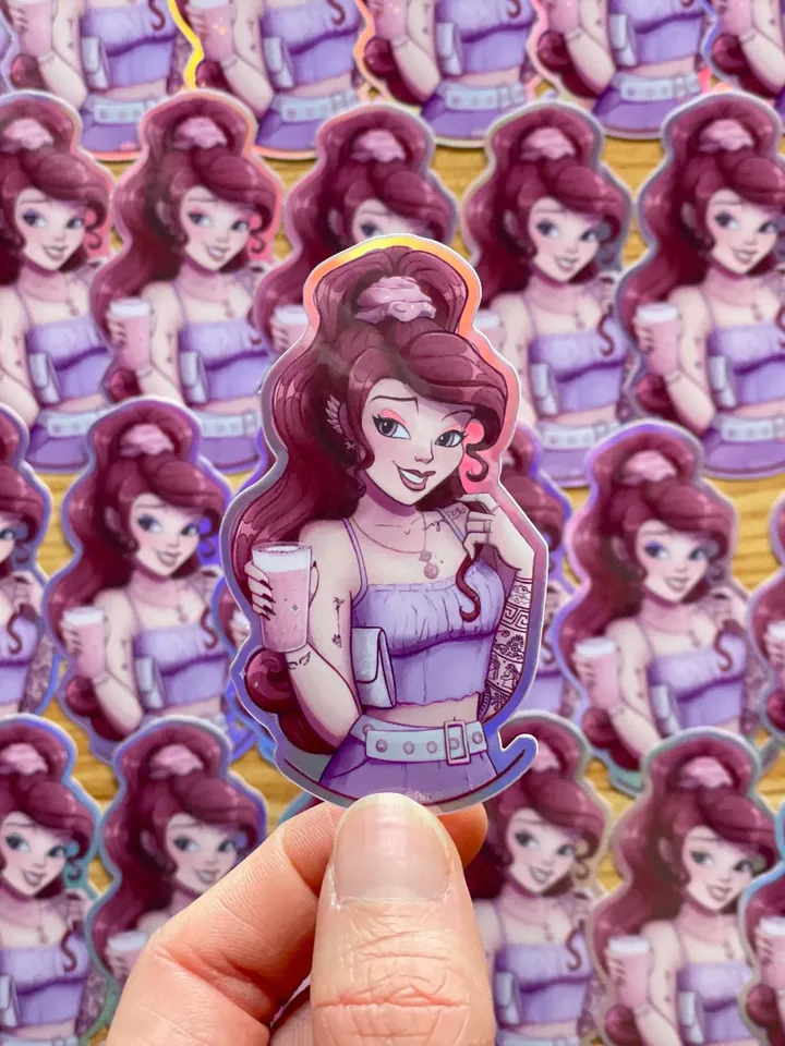 Greek Modern Princess Holographic Sticker | Hydroflask Sticker | Laptop Sticker | Phone Sticker | Small Gift | Kids Gift |Glitter