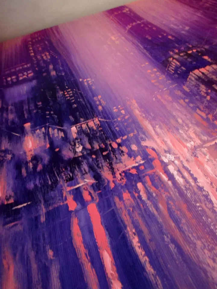 ORIGINAL OIL PAINTING on Canvas, Night City Original Painting Modern Original Art by "Walperion Paintings"