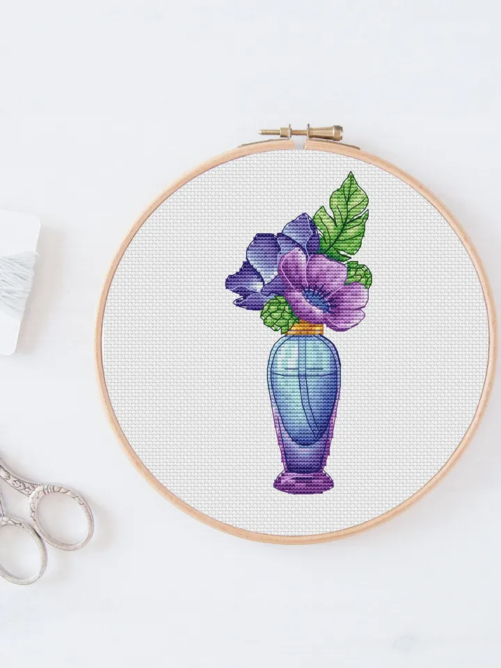 Flowers Perfume Cross Stitch Pattern PDF, Bottle Counted Cross Stitch, Perfume Bottle Modern Decor, Embroidery Needlepoint Сhart
