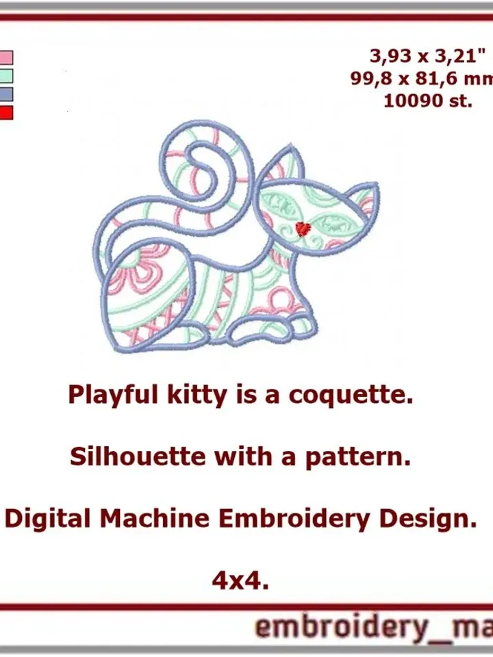 Embroidery designs set of 8 designs of cute and bright cats 4x4