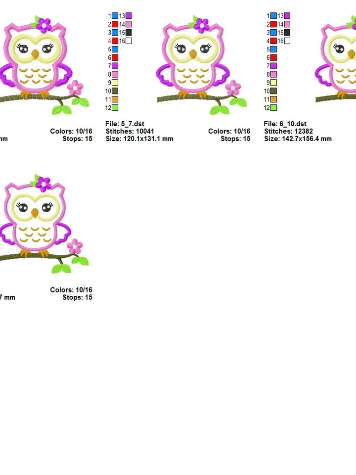 Owl Birthday for girl Design Applique for Machine Embroidery