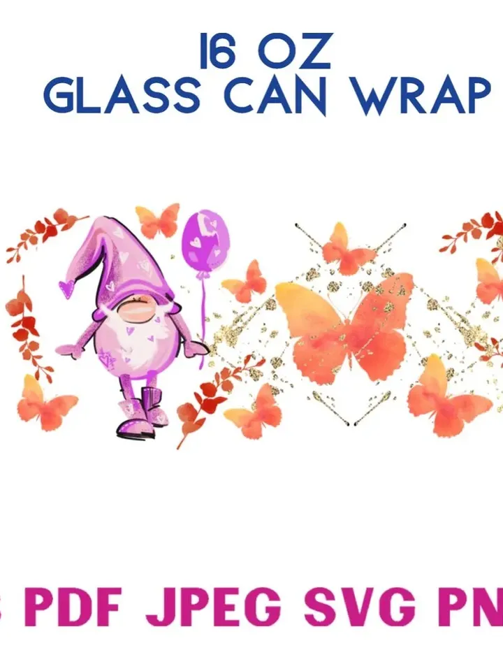 7 Designs Gnome's Big Bundle 16 oz Libby Glass Can WrapTumbler designs patterns all tumbler bundle in the shop 2023 design sublimation