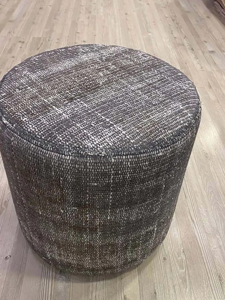BohoCozy: Handmade Patchwork Ottoman Pouf, Bohemian Kilim Rug, 35x40x35cm for a Cozy Home Decor .