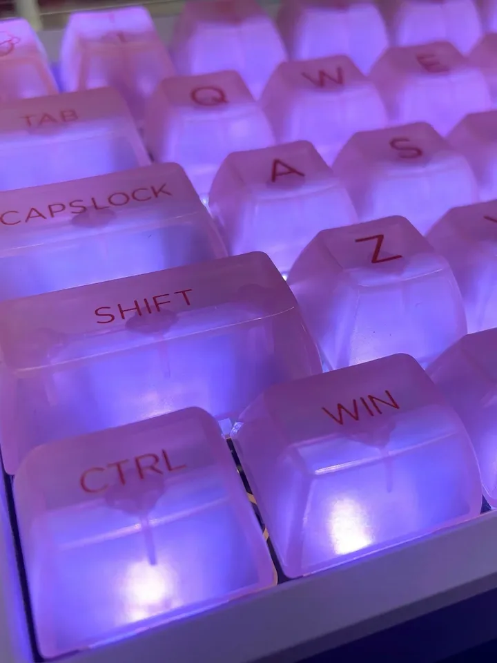 Pink Clear keycap Backlight keycap Transparent keycap Mechanical keyboard keycap Keycap set White keycap